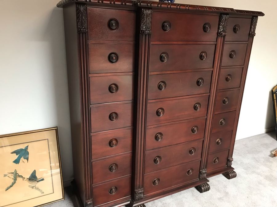 Ralph Lauren Gentleman's Mahogany 21-Drawer Chest Of Drawers Dresser - Estimate $5,000 65”W X 21”D X 64.5”H [Photo 8]