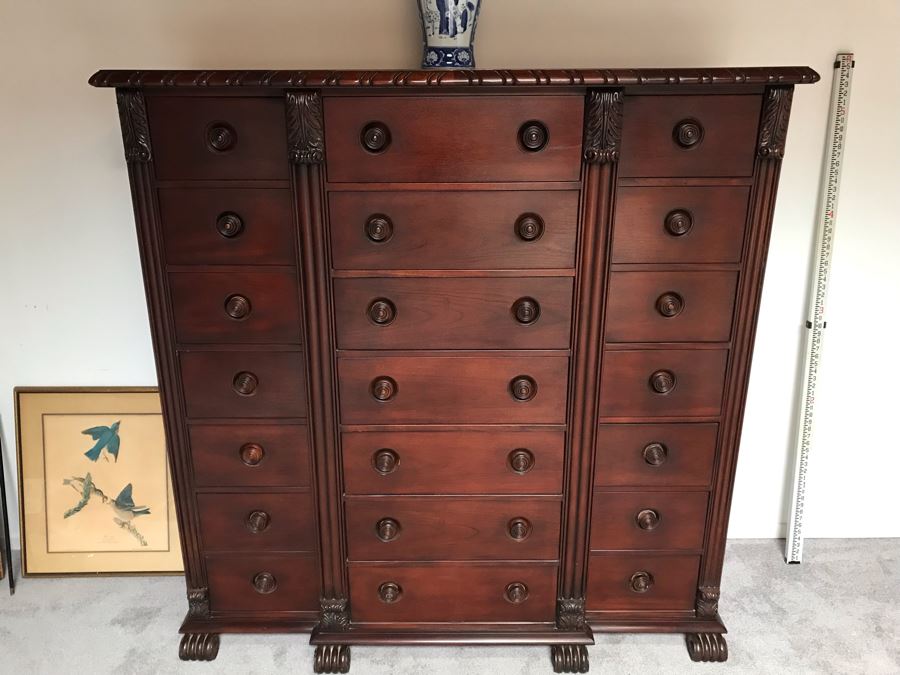 Ralph Lauren Gentleman's Mahogany 21-Drawer Chest Of Drawers Dresser - Estimate $5,000 65”W X 21”D X 64.5”H [Photo 5]