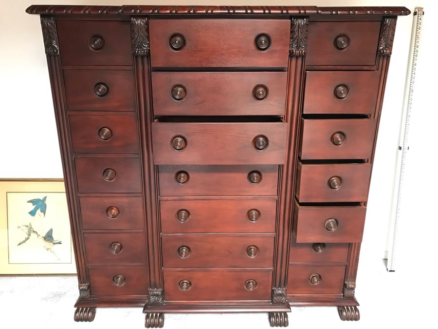 Ralph Lauren Gentleman's Mahogany 21-Drawer Chest Of Drawers Dresser - Estimate $5,000 65”W X 21”D X 64.5”H [Photo 16]