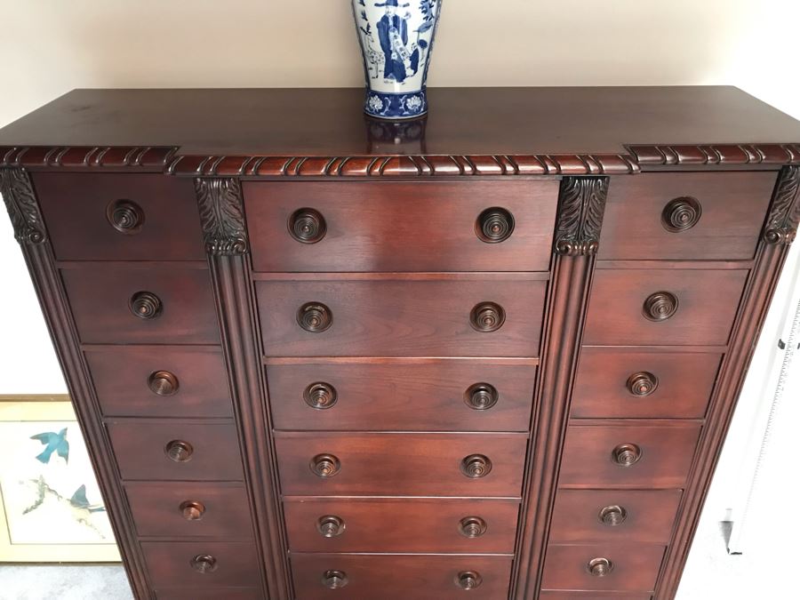 Ralph Lauren Gentleman's Mahogany 21-Drawer Chest Of Drawers Dresser - Estimate $5,000 65”W X 21”D X 64.5”H [Photo 7]