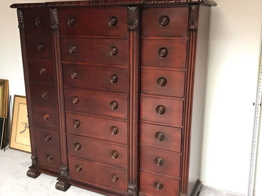Ralph Lauren Gentleman's Mahogany 21-Drawer Chest Of Drawers Dresser - Estimate $5,000 65”W X 21”D X 64.5”H [Photo 10]