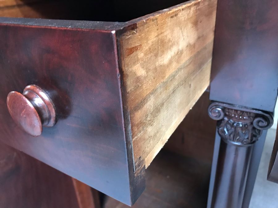 Stunning Mahogany Sideboard Buffet Table With Ornately Carved Claw Feet - Working Locks On Drawers And Cabinets - Have Skeleton Key [Photo 20]