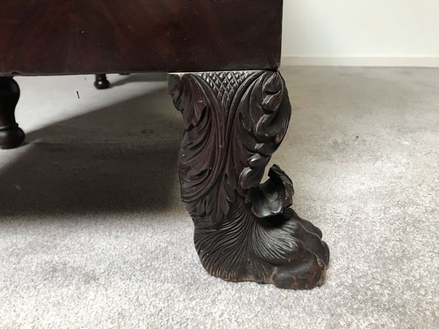 Stunning Mahogany Sideboard Buffet Table With Ornately Carved Claw Feet - Working Locks On Drawers And Cabinets - Have Skeleton Key [Photo 33]