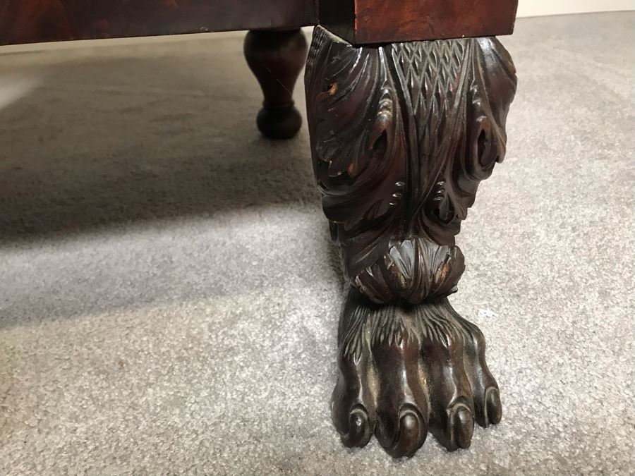 Stunning Mahogany Sideboard Buffet Table With Ornately Carved Claw Feet - Working Locks On Drawers And Cabinets - Have Skeleton Key [Photo 6]