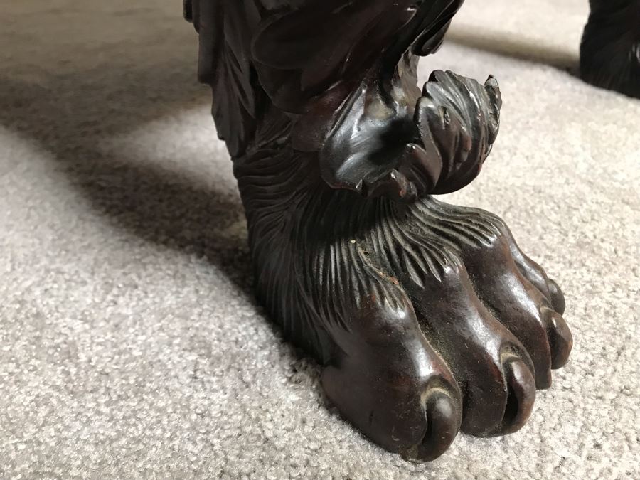 Stunning Mahogany Sideboard Buffet Table With Ornately Carved Claw Feet - Working Locks On Drawers And Cabinets - Have Skeleton Key [Photo 14]