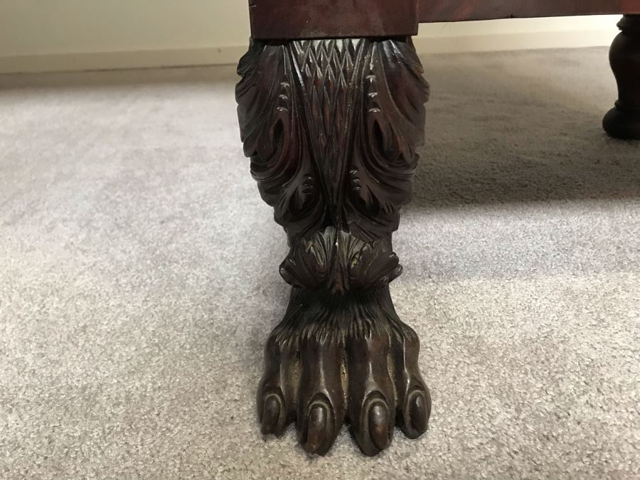 Stunning Mahogany Sideboard Buffet Table With Ornately Carved Claw Feet - Working Locks On Drawers And Cabinets - Have Skeleton Key [Photo 13]
