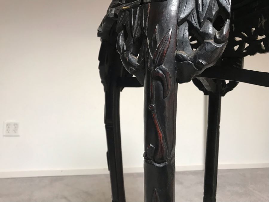 Antique Chinese Rosewood Fern Stand Table With Marble Top 36”H X 19”W [Photo 13]