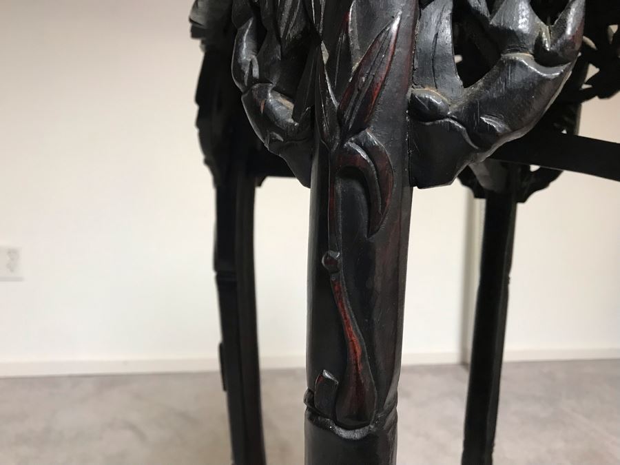 Antique Chinese Rosewood Fern Stand Table With Marble Top 36”H X 19”W [Photo 11]