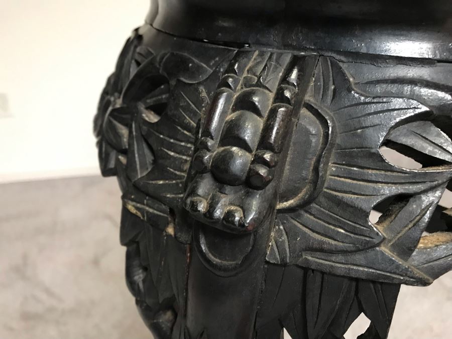 Antique Chinese Rosewood Fern Stand Table With Marble Top 36”H X 19”W [Photo 7]