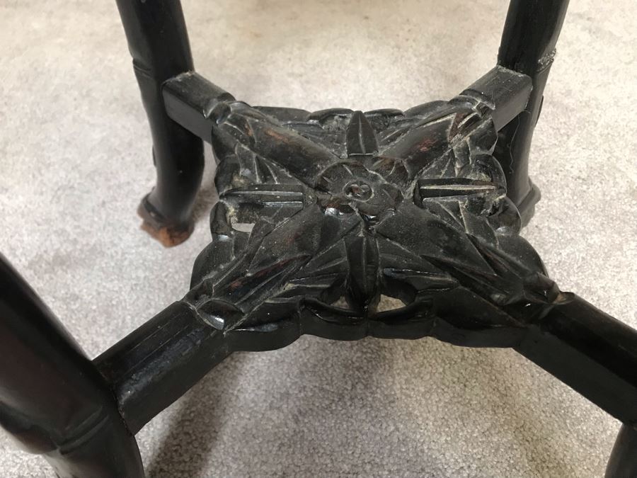 Antique Chinese Rosewood Fern Stand Table With Marble Top 36”H X 19”W [Photo 8]