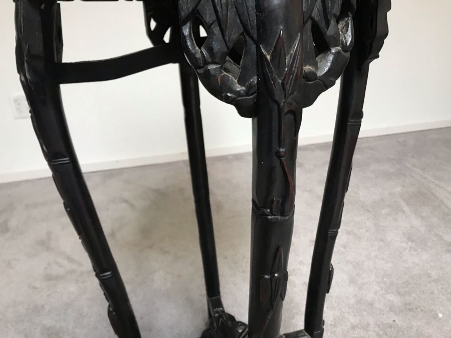 Antique Chinese Rosewood Fern Stand Table With Marble Top 36”H X 19”W [Photo 14]