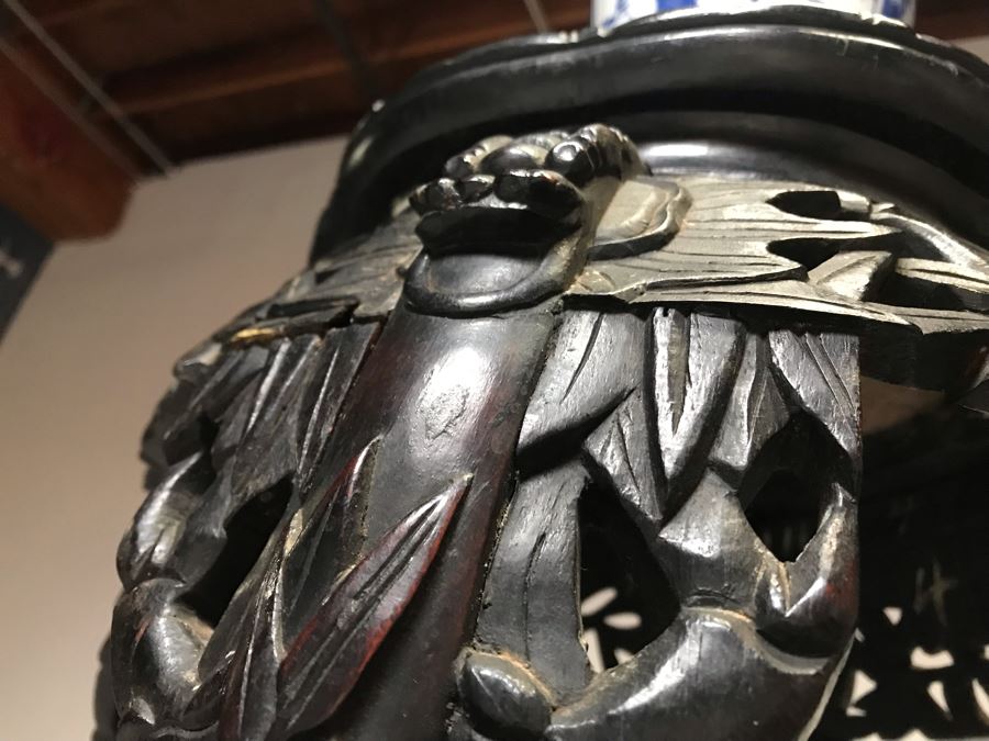 Antique Chinese Rosewood Fern Stand Table With Marble Top 36”H X 19”W [Photo 21]