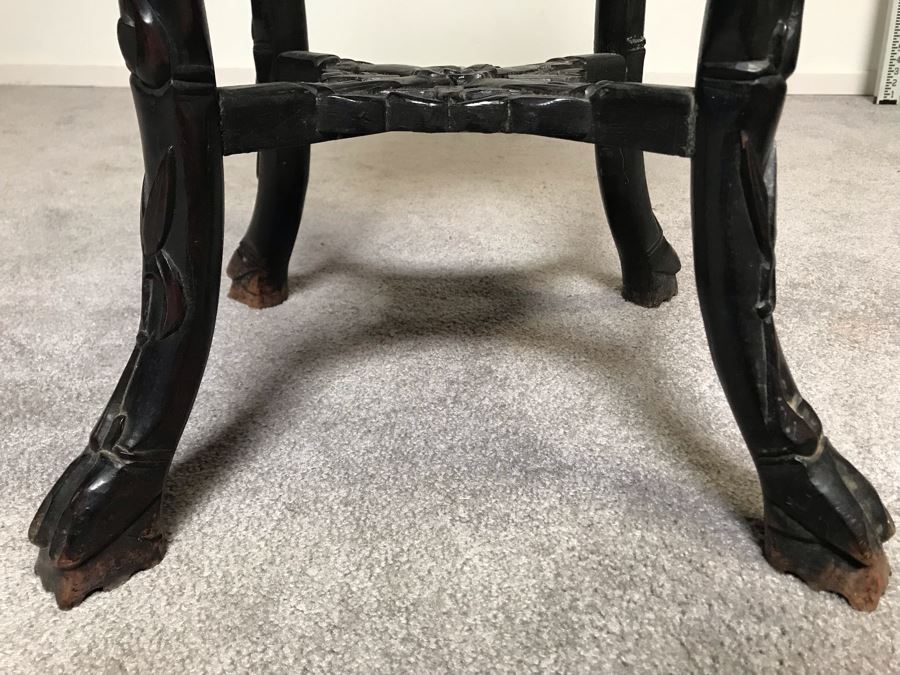 Antique Chinese Rosewood Fern Stand Table With Marble Top 36”H X 19”W [Photo 9]