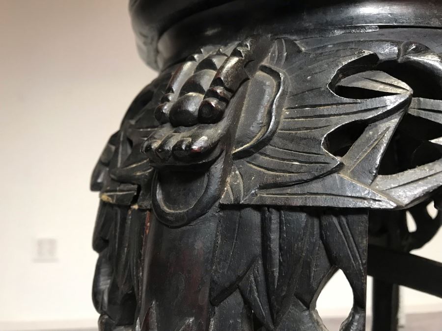 Antique Chinese Rosewood Fern Stand Table With Marble Top 36”H X 19”W [Photo 12]