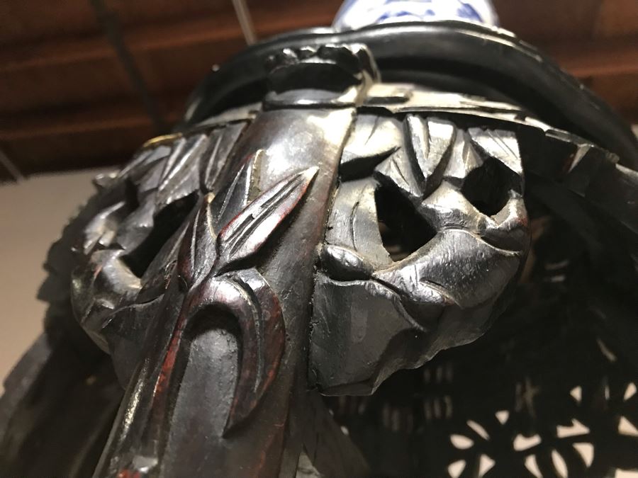 Antique Chinese Rosewood Fern Stand Table With Marble Top 36”H X 19”W [Photo 20]