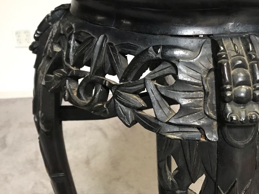 Antique Chinese Rosewood Fern Stand Table With Marble Top 36”H X 19”W [Photo 28]