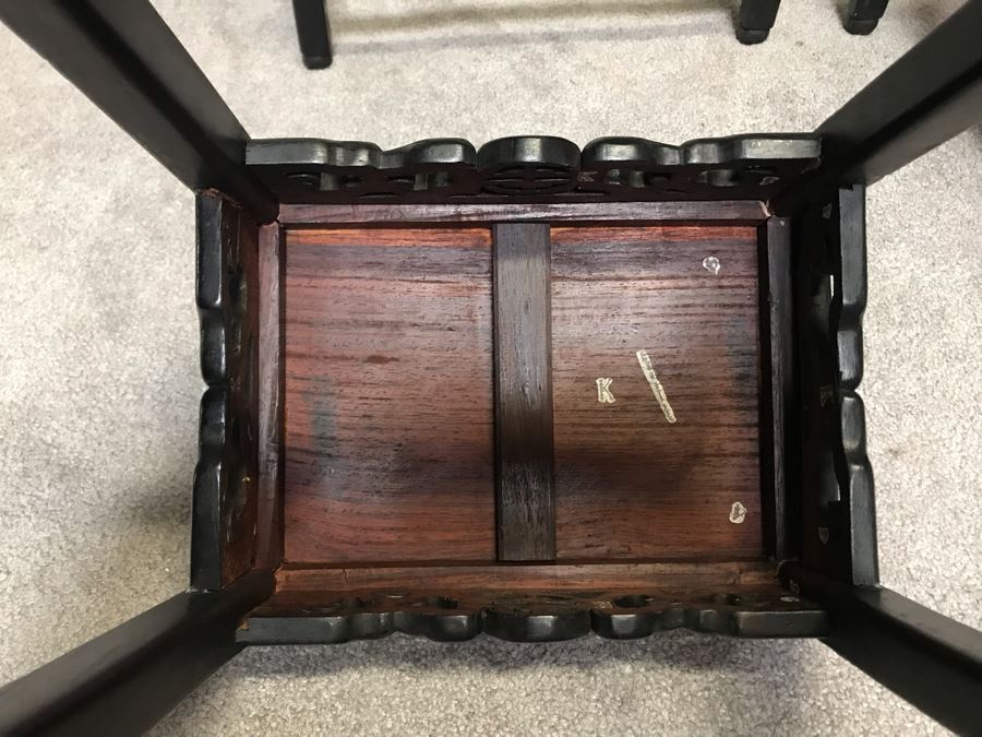 Set Of (4) Vintage Rosewood Chinese Hong Kong Nesting Tables [Photo 20]