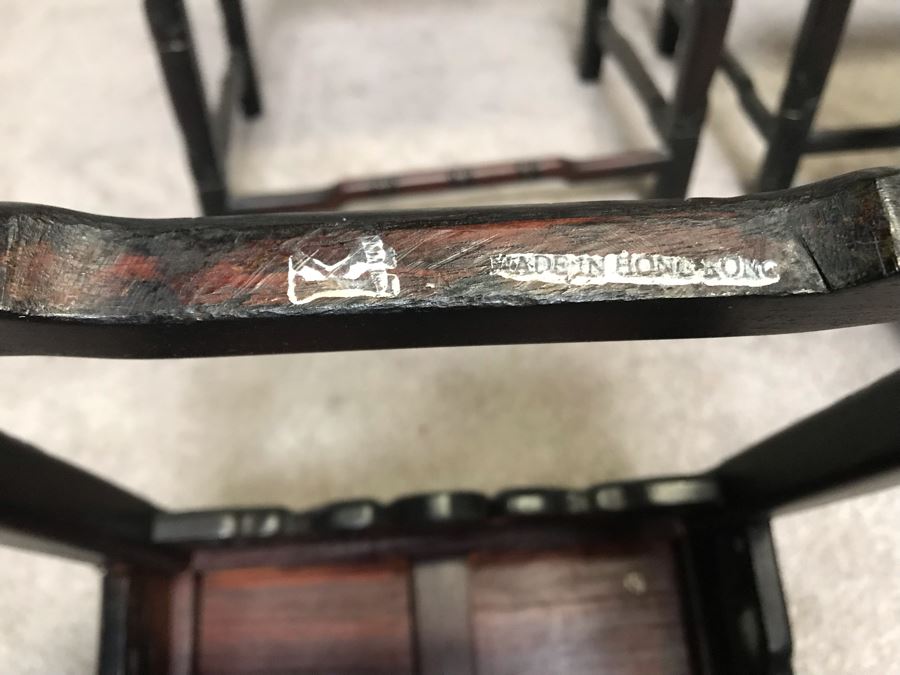 Set Of (4) Vintage Rosewood Chinese Hong Kong Nesting Tables [Photo 18]