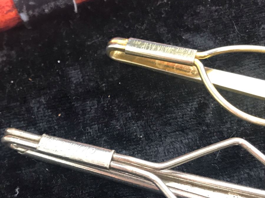 Antique Wooden Sewing Box With Brass Inlay, 1976 Two-Dollar Bill, Pair Of Vintage Tie Clips, Various English Coins - See Photos [Photo 21]