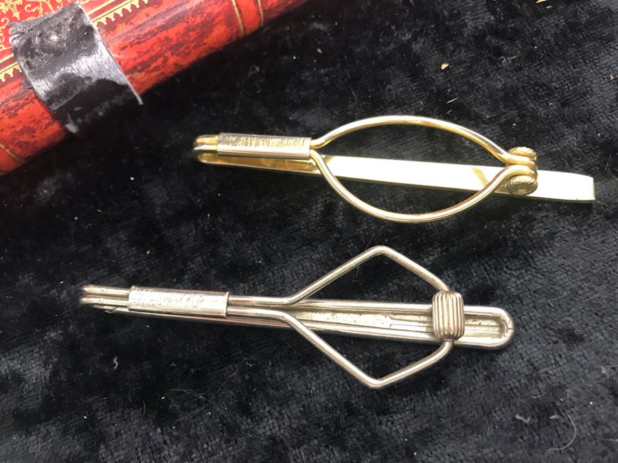 Antique Wooden Sewing Box With Brass Inlay, 1976 Two-Dollar Bill, Pair Of Vintage Tie Clips, Various English Coins - See Photos [Photo 20]