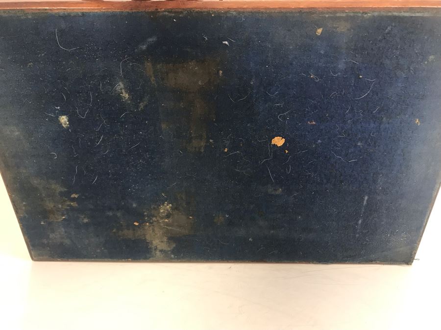 Antique Wooden Sewing Box With Brass Inlay, 1976 Two-Dollar Bill, Pair Of Vintage Tie Clips, Various English Coins - See Photos [Photo 25]