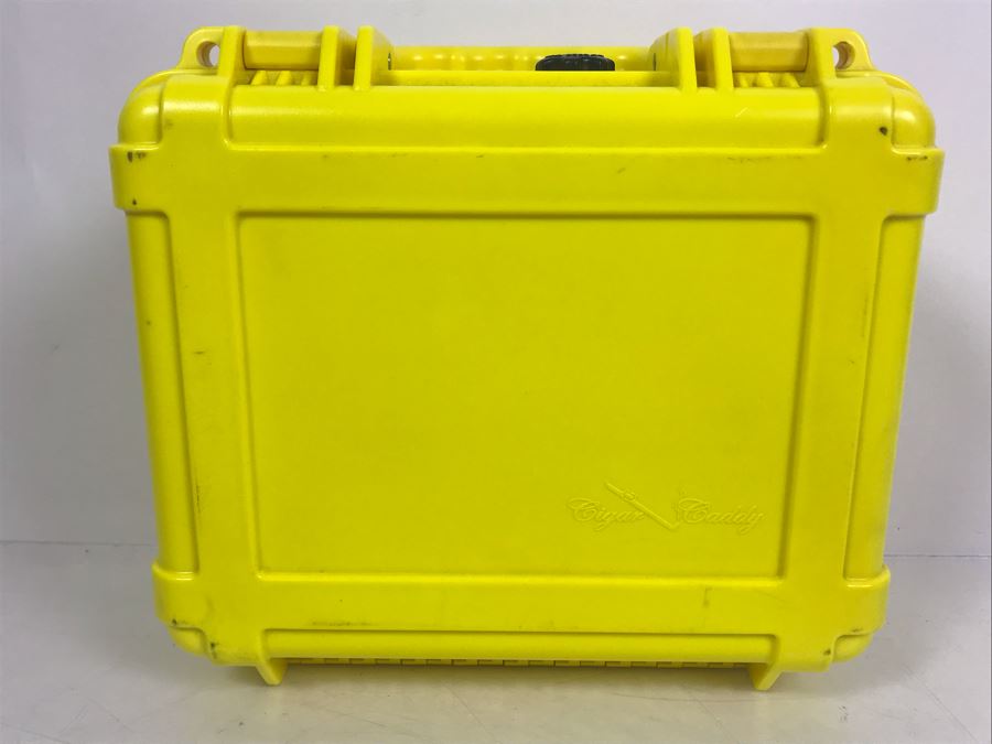 Yellow Cigar Caddy, Leather Liberty Tobacco Cigar Pouch, German Crytal Bleikristall Ashtray, Pair Of Pipe Cleaning Tools, Marines Havana Saver And Box Of Vintage Cigar Box Labels [Photo 12]