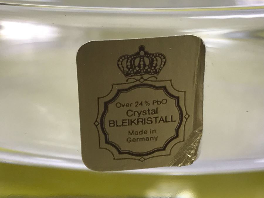 Yellow Cigar Caddy, Leather Liberty Tobacco Cigar Pouch, German Crytal Bleikristall Ashtray, Pair Of Pipe Cleaning Tools, Marines Havana Saver And Box Of Vintage Cigar Box Labels [Photo 5]