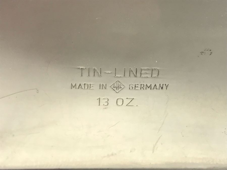 Vintage DUNHILL Pair Of 13oz Flasks Tin-Line Made In Germany With Leather Carrying Case [Photo 11]