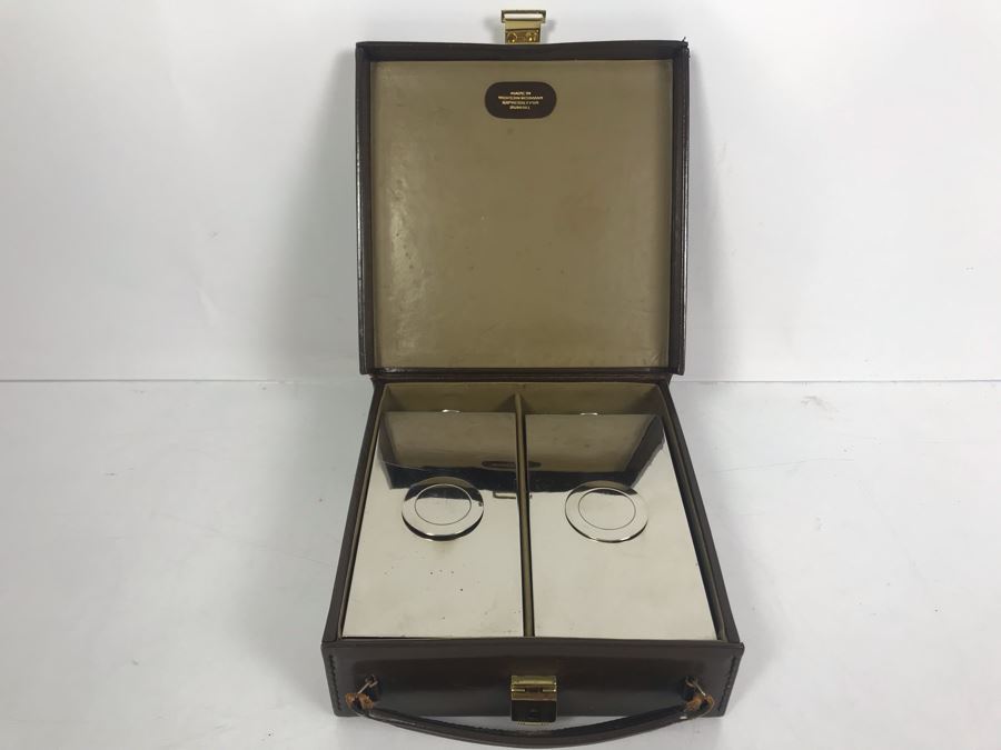 Vintage DUNHILL Pair Of 13oz Flasks Tin-Line Made In Germany With Leather Carrying Case [Photo 15]
