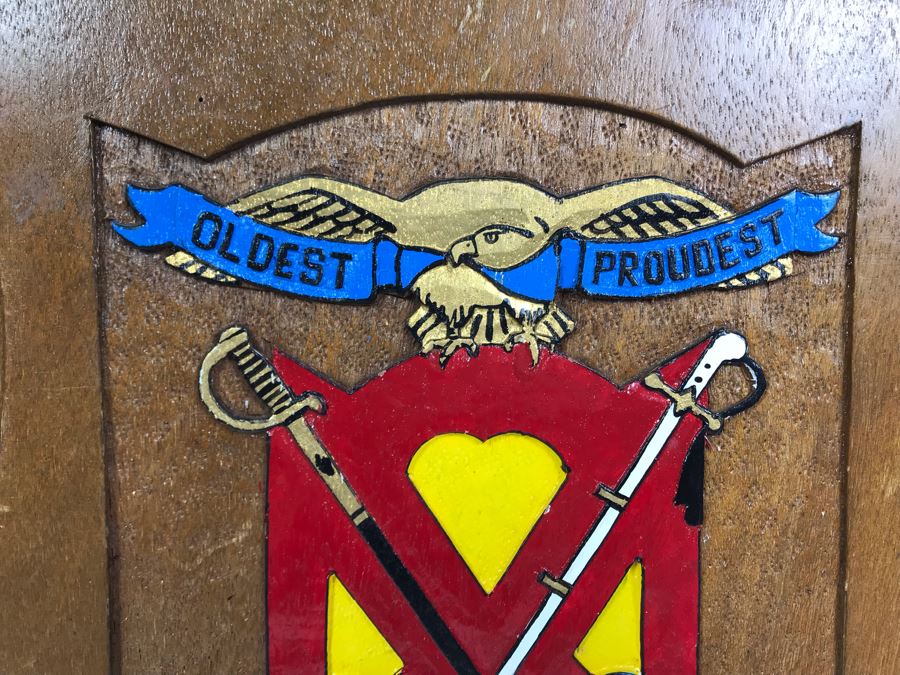 Pair Of Marines Hand Painted Carved Wooden Wall Plaques: Marine Amphibious Unit And Fourth Marines [Photo 3]