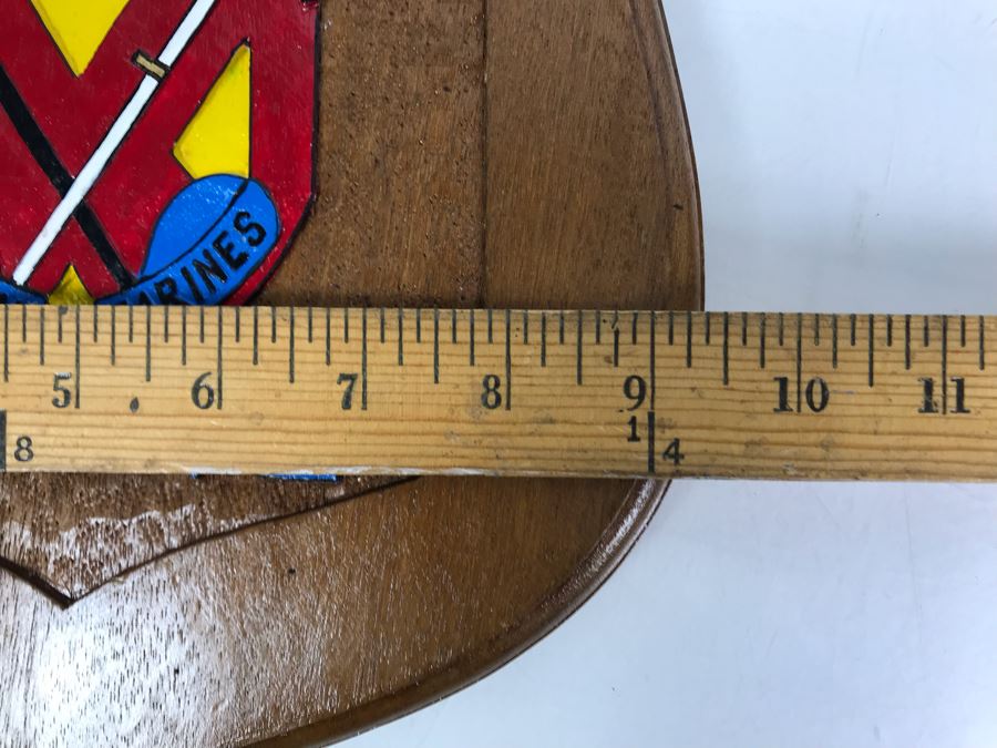 Pair Of Marines Hand Painted Carved Wooden Wall Plaques: Marine Amphibious Unit And Fourth Marines [Photo 11]