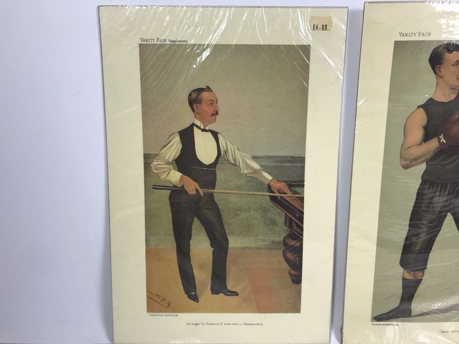 Pair Of Reproduction Vanity Fair Prints Boxer And Pool Player [Photo 12]