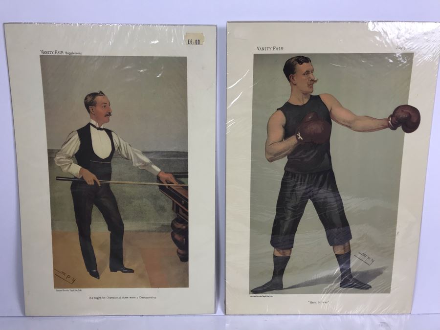 Pair Of Reproduction Vanity Fair Prints Boxer And Pool Player [Photo 1]