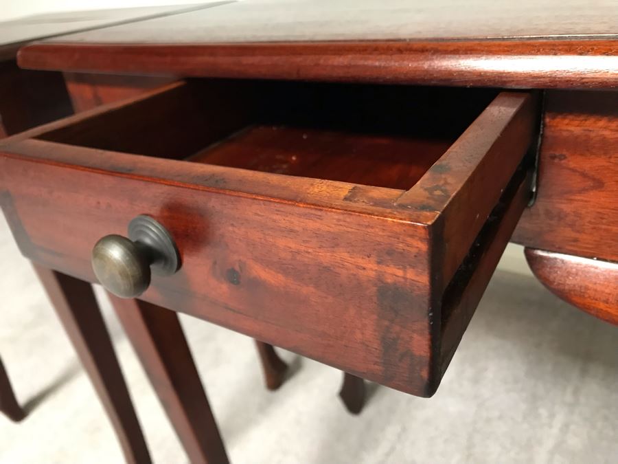 Pair Of Wooden Side Tables With Drawer 1'9.5' X 1'4.5' X 2'7' [Photo 8]