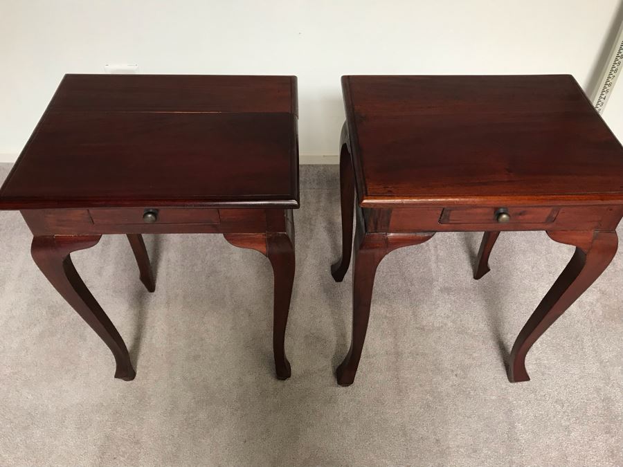 Pair Of Wooden Side Tables With Drawer 1'9.5' X 1'4.5' X 2'7' [Photo 5]