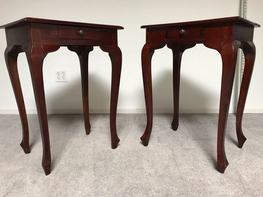 Pair Of Wooden Side Tables With Drawer 1'9.5' X 1'4.5' X 2'7' [Photo 10]