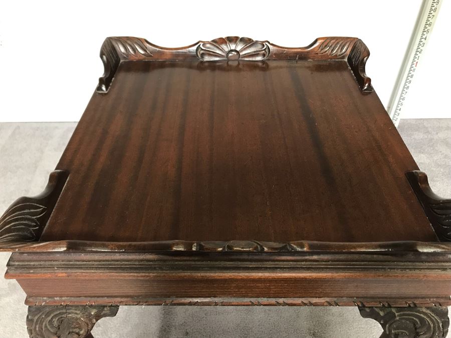 Vintage Carved Oak Table With Ball And Claw Feet By Superior Tables Brooklyn, NY - Slight Chip On Top Of Table - See Photos [Photo 2]