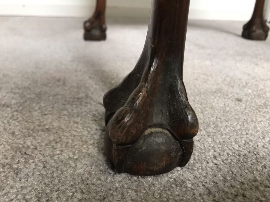 Vintage Carved Oak Table With Ball And Claw Feet By Superior Tables Brooklyn, NY - Slight Chip On Top Of Table - See Photos [Photo 5]