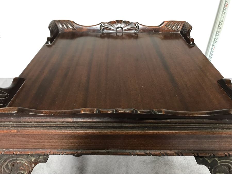 Vintage Carved Oak Table With Ball And Claw Feet By Superior Tables Brooklyn, NY - Slight Chip On Top Of Table - See Photos [Photo 8]