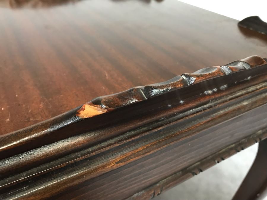 Vintage Carved Oak Table With Ball And Claw Feet By Superior Tables Brooklyn, NY - Slight Chip On Top Of Table - See Photos [Photo 11]