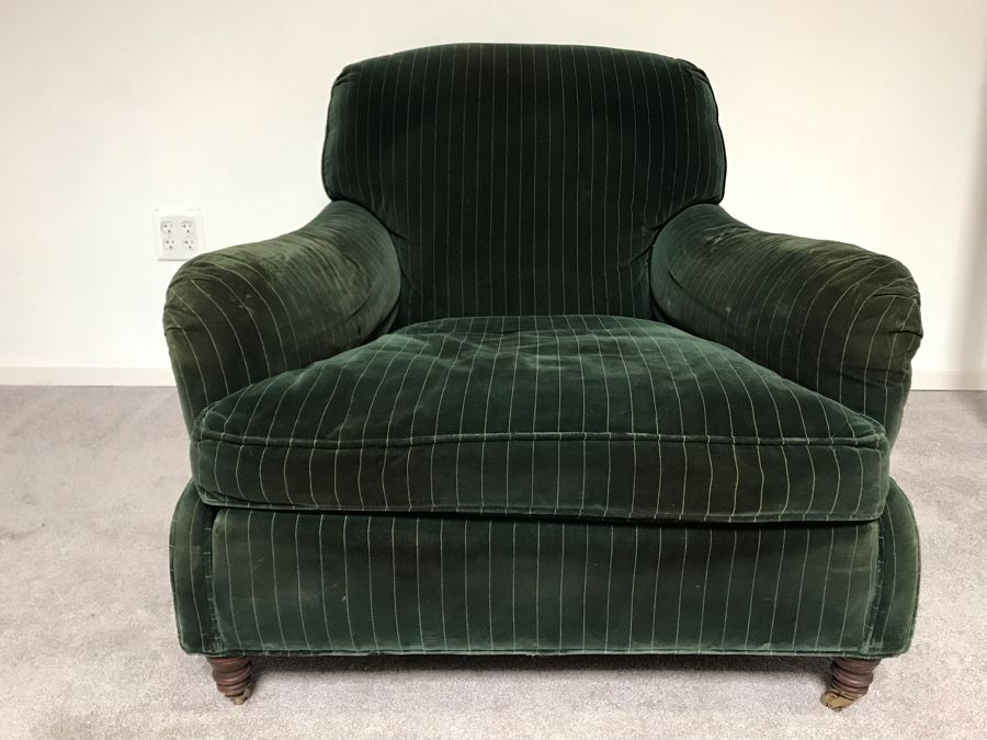 Vintage Green Upholstered Ralph Lauren Armchair With Down Feathers [Photo 4]