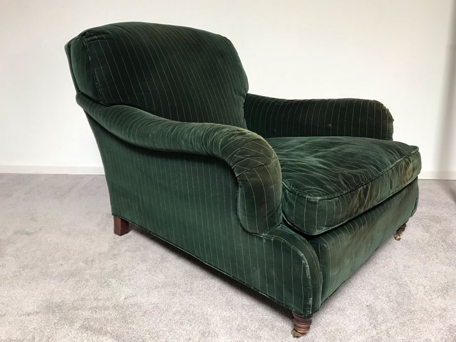 Vintage Green Upholstered Ralph Lauren Armchair With Down Feathers [Photo 6]