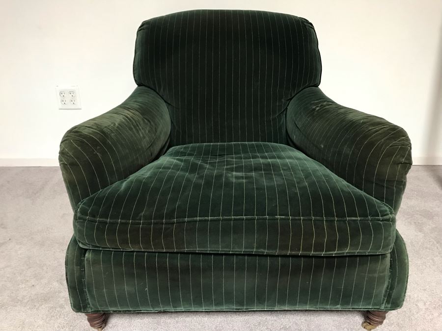 Vintage Green Upholstered Ralph Lauren Armchair With Down Feathers [Photo 3]