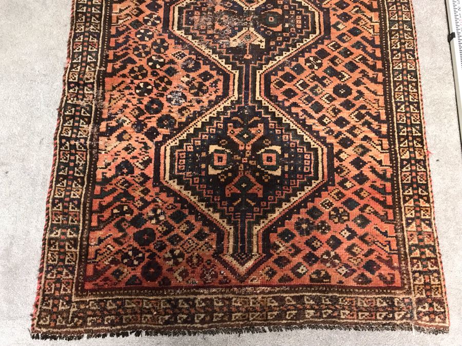 Vintage Hand Knotted Wool Persian Rug Made In Iran 43' X 72' [Photo 4]