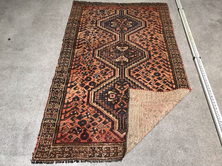 Vintage Hand Knotted Wool Persian Rug Made In Iran 43' X 72' [Photo 2]