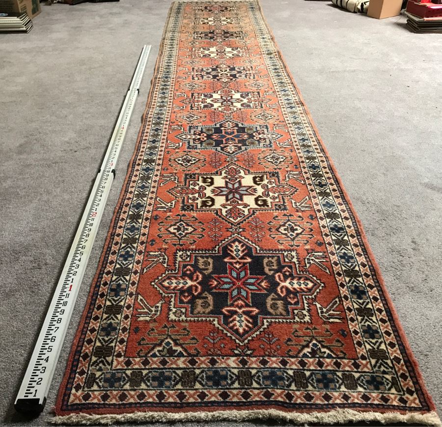 Vintage Hand Knotted Wool Persian Runner Rug From Iran 28' X 152'