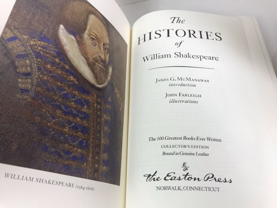 Set Of (4) Easton Press Collector's Edition Genuine Leather Books: The Histories Of William Shakespeare, Anna Karenina By Leo Tolstoy, Aesop's Fables And The Brothers Karamazov By Fyodor Dostoevsky [Photo 4]
