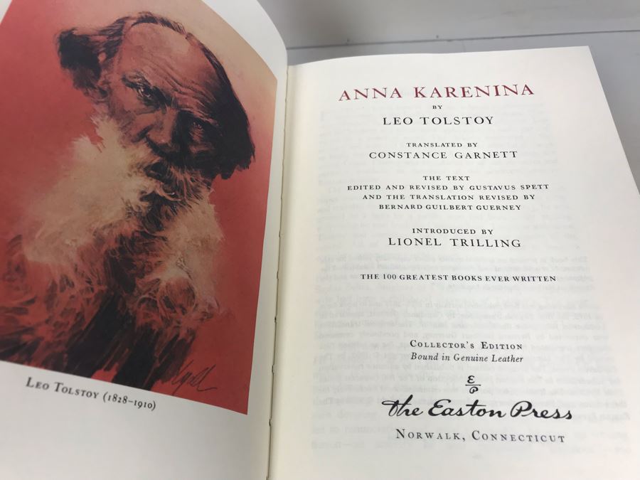 Set Of (4) Easton Press Collector's Edition Genuine Leather Books: The Histories Of William Shakespeare, Anna Karenina By Leo Tolstoy, Aesop's Fables And The Brothers Karamazov By Fyodor Dostoevsky [Photo 8]