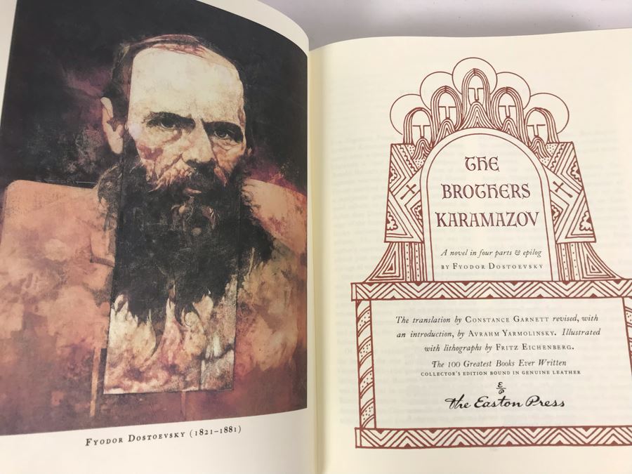 Set Of (4) Easton Press Collector's Edition Genuine Leather Books: The Histories Of William Shakespeare, Anna Karenina By Leo Tolstoy, Aesop's Fables And The Brothers Karamazov By Fyodor Dostoevsky [Photo 15]