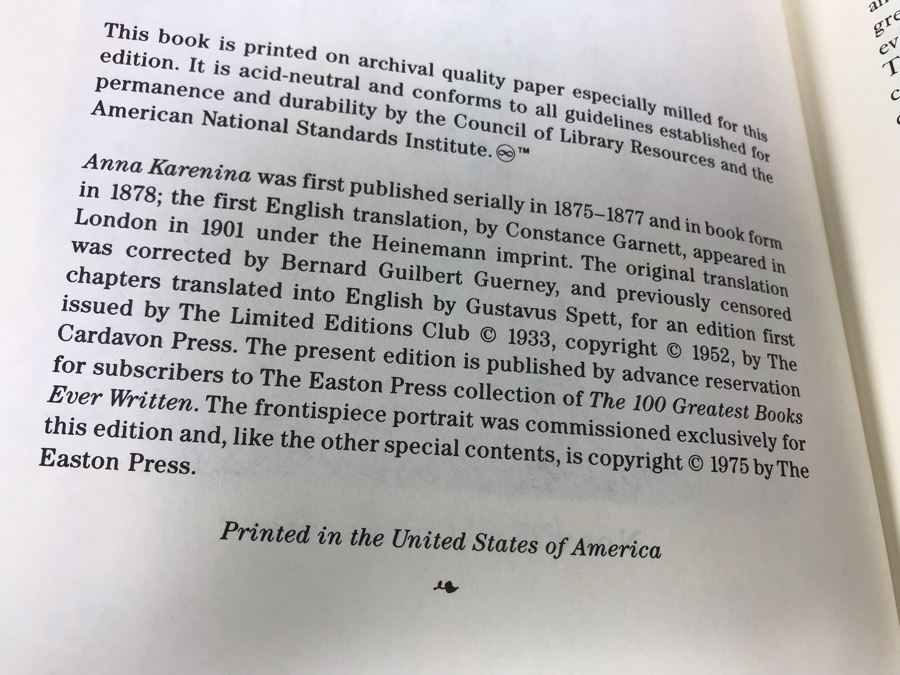 Set Of (4) Easton Press Collector's Edition Genuine Leather Books: The Histories Of William Shakespeare, Anna Karenina By Leo Tolstoy, Aesop's Fables And The Brothers Karamazov By Fyodor Dostoevsky [Photo 9]